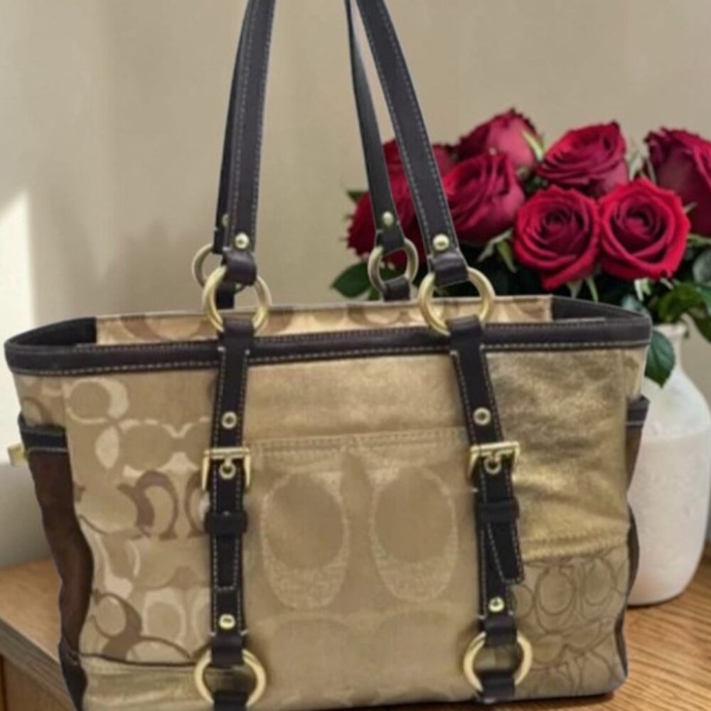 Coach Rare Vintage Patchwork Suede Leather and Canvas Y2K East West Gallery Med